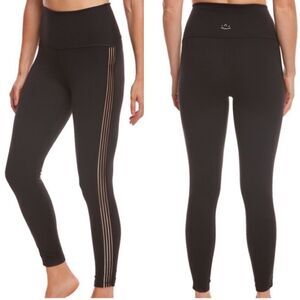 Beyond Yoga Womens Sz Small Sheer Illusion High Waisted Midi Legging in Black